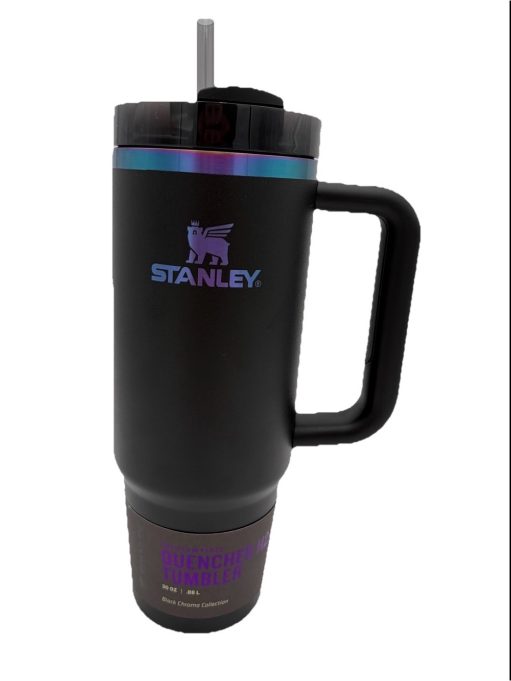 Stanley Matte Black Tumbler with Iridescent Purple-Blue Accents